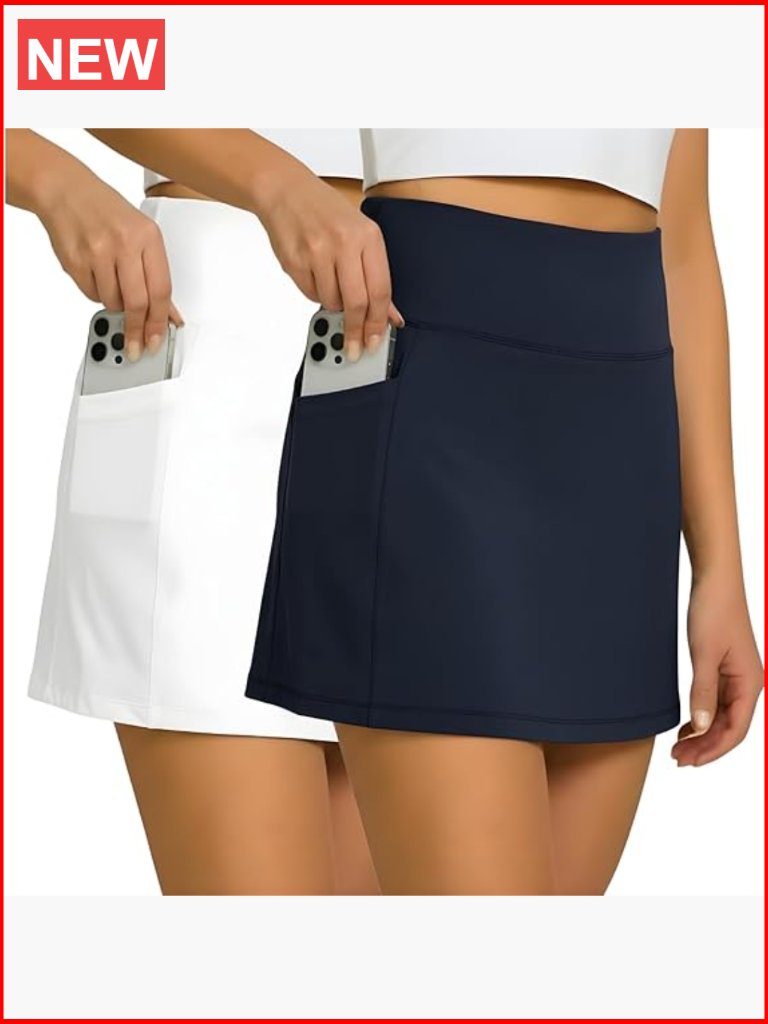 2 Pack Golf Skirt With Compression Liner Athletic Skort With Pockets